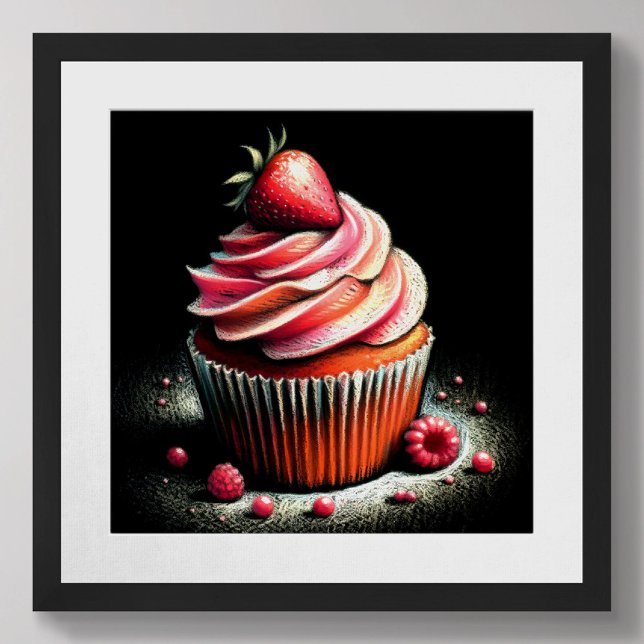 Pastel Drawing Strawberry Cupcake Poster (Creator Uploaded)