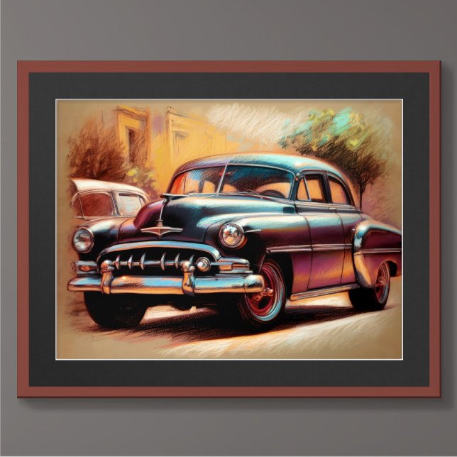 Pastel Drawing Vintage Car 1950 Poster (Creator Uploaded)