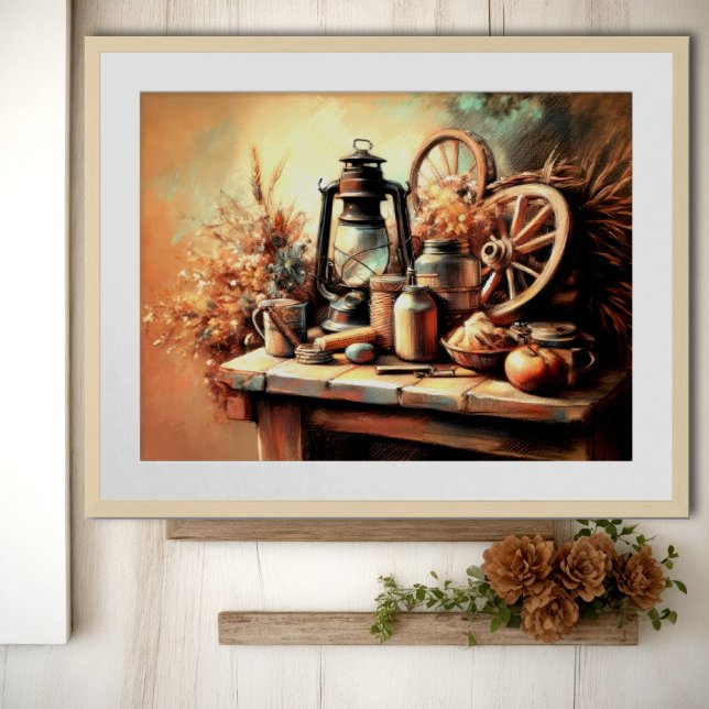 Pastel Drawing Vintage Still Life Farmhouse  Poster (Creator Uploaded)