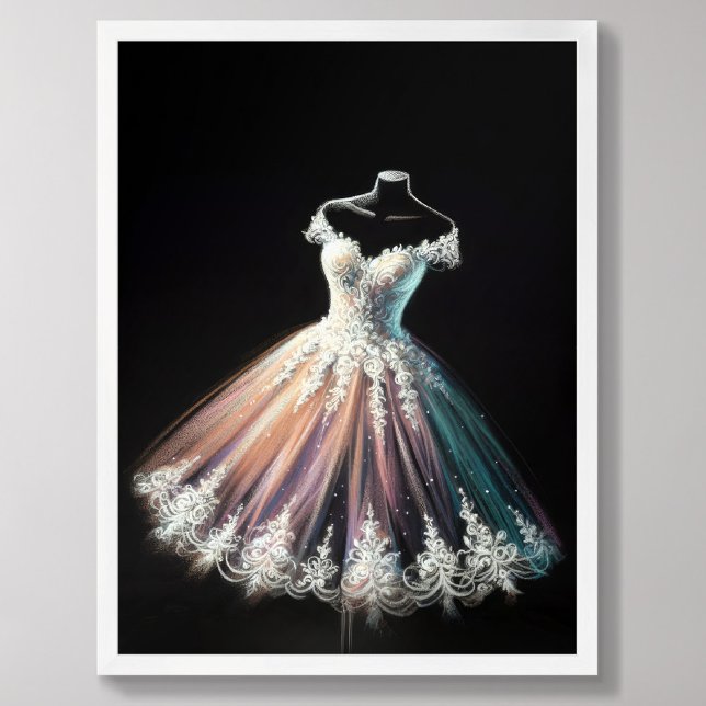 Pastel Drawing Wedding Dress on Dress Form Poster (Creator Uploaded)