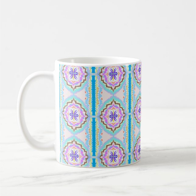 Pastel Dream Boho Geometric Kaleidoscope Coffee Mug (Left)