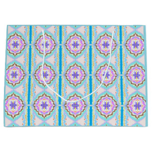 Pastel Dream Boho Geometric Kaleidoscope Large Gift Bag