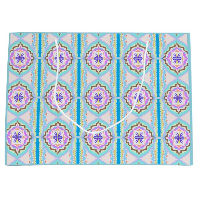 Pastel Dream Boho Geometric Kaleidoscope Large Gift Bag (Front)