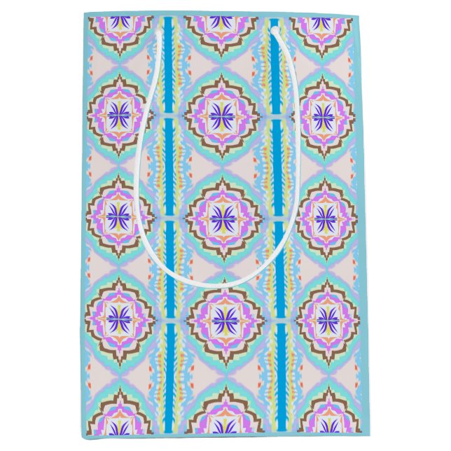 Pastel Dream Boho Geometric Kaleidoscope Medium Gift Bag (Front)