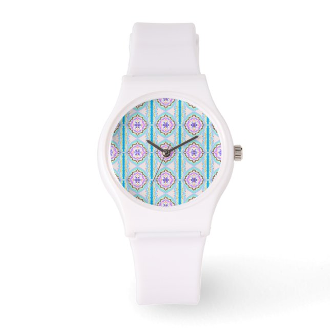 Pastel Dream Boho Geometric Kaleidoscope Watch (Front)