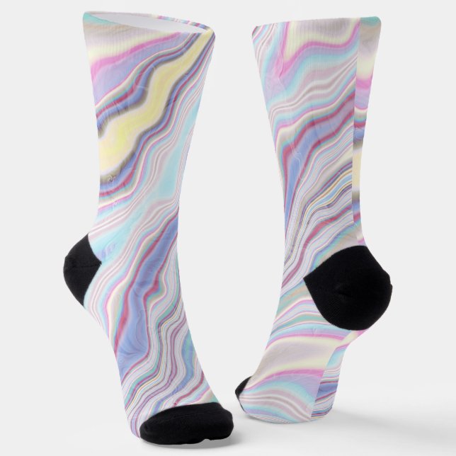 Pastel Dream Marble Waves Socks (Angled)