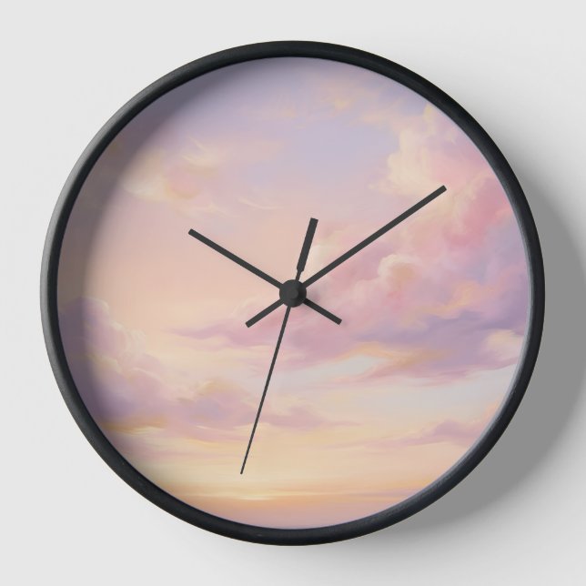 Pastel Dream: Renaissance-Style Modern Sky Study Clock (Front)