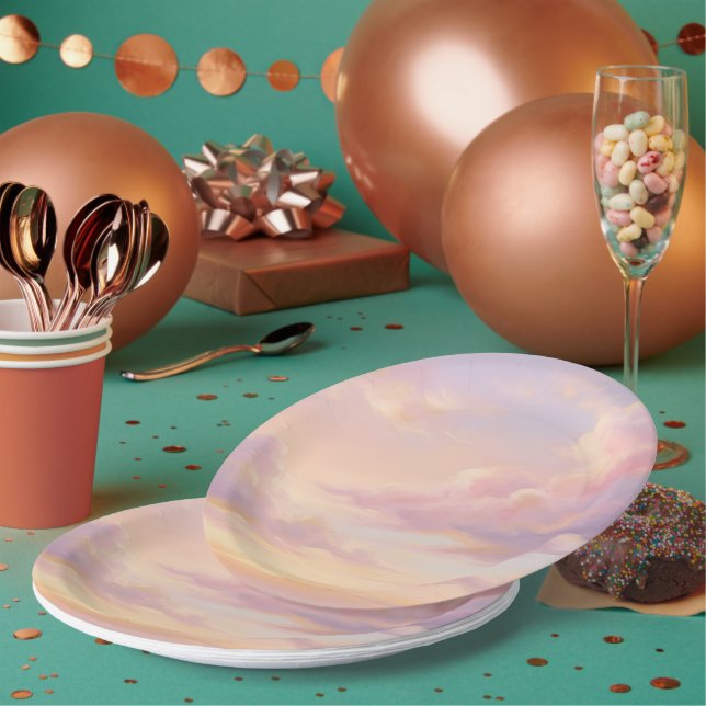 Pastel Dream: Renaissance-Style Modern Sky Study Paper Plate (Multi)