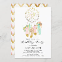 Pastel Dreamcatcher Faux Gold Foil Birthday Party