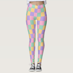 Pastel Dreams Chequerboard Pattern Leggings