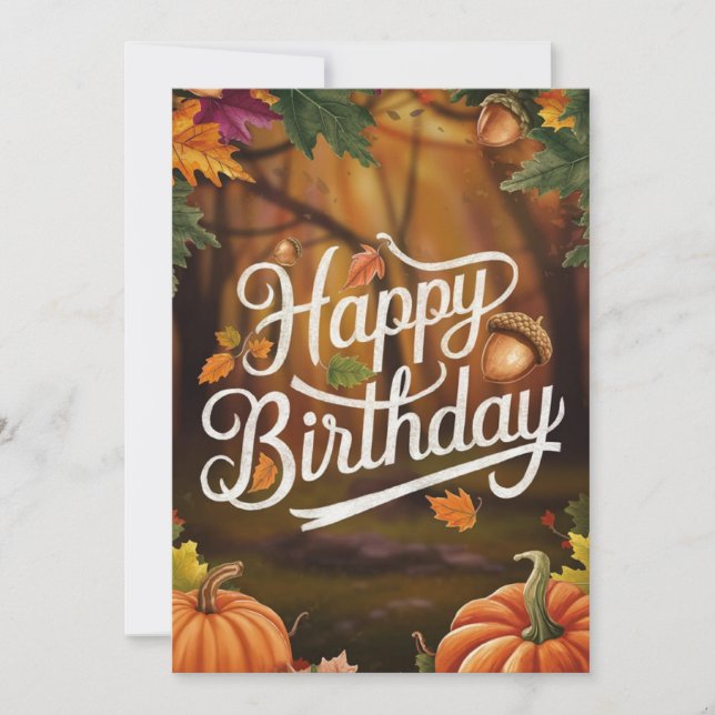 Pastel Dreamy Cosy Autumn Fall Happy Birthday Card (Front)