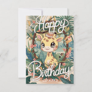 Pastel Dreamy Giraffe Birthday Card