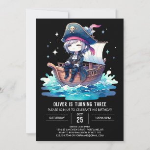 Pastel Dreamy Pirate Birthday Invitation