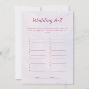 Pastel Dreamy Wedding A-Z Bridal Shower Game Card