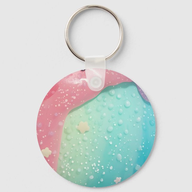Pastel Drip Kawaii Candy Character Art Key Ring (Front)