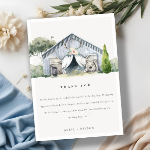 Pastel Dusky Rustic Barnyard Farm Theme Wedding Thank You Card