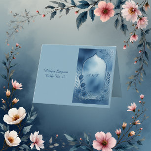 pastel Dusty Blue arch floral Wedding guest card