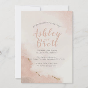 Pastel Dusty Pink Glitter Gold Engagement Party Invitation