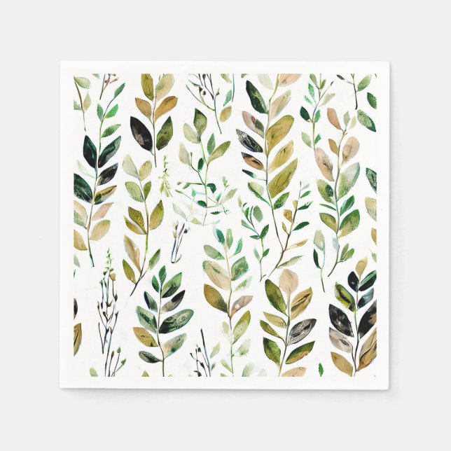 Pastel earth tone leaves napkin (Front)