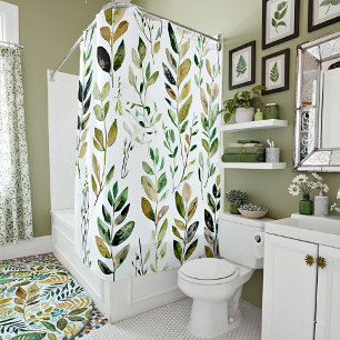 Pastel earth tone leaves shower curtain