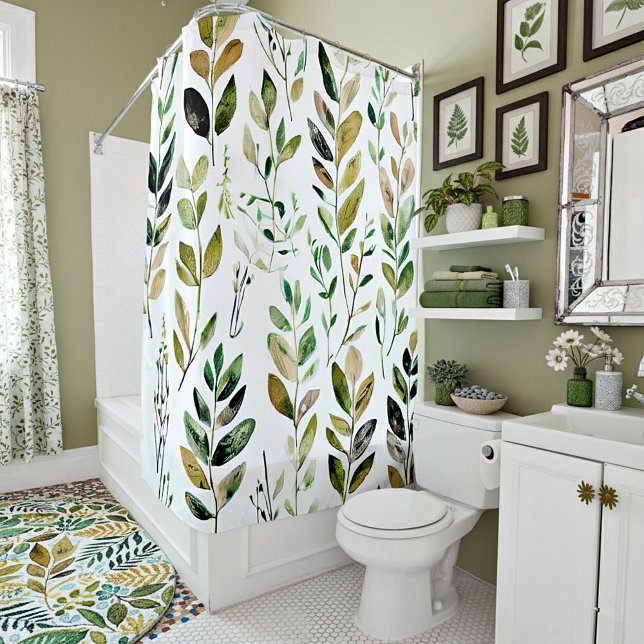 Pastel earth tone leaves shower curtain (Creator Uploaded)