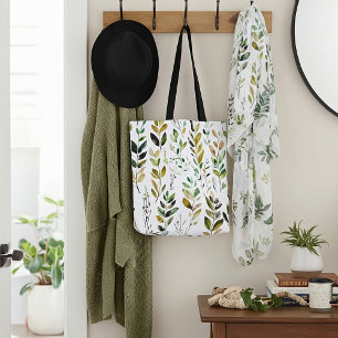 Pastel earth tone leaves tote bag