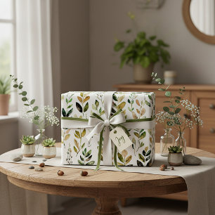 Pastel earth tone leaves wrapping paper