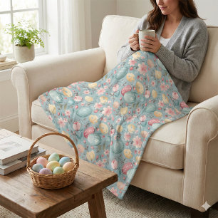 Pastel Easter Blooms Decorative Fleece Blanket