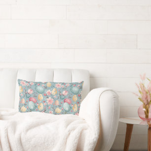 Pastel Easter Blooms Decorative Lumbar Cushion