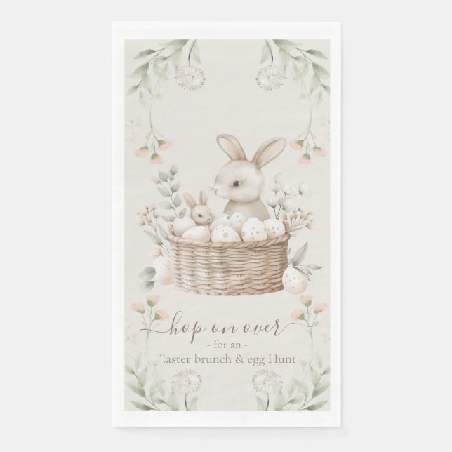 Pastel Easter Brunch & Egg Hunt Bunny Basket Eggs  Napkin (Front)