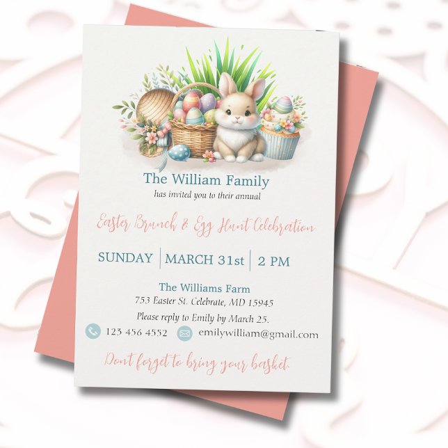 Pastel Easter Brunch & Egg Hunt Party  Invitation (Get this modern, colorful Easter invitation now, perfect for your joyful spring celebration.)
