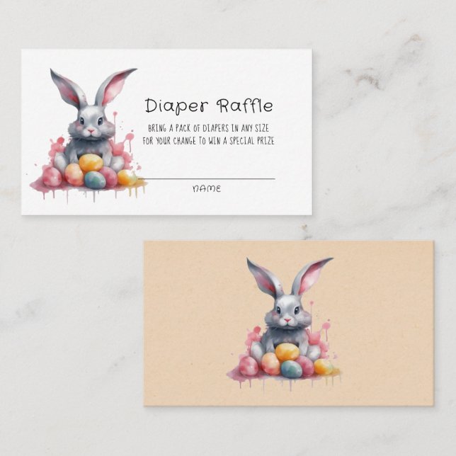 Pastel Easter Bunny and Eggs Diaper Raffle Business Card (Front/Back)