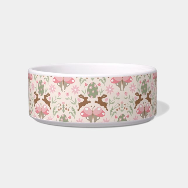 Pastel Easter Bunny and Flower Pattern  Bowl (Front)