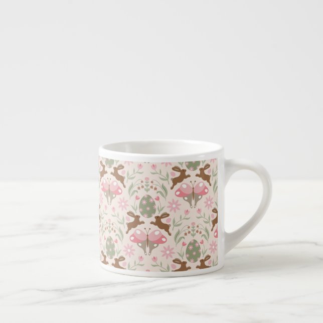 Pastel Easter Bunny and Flower Pattern  Espresso Cup (Right)