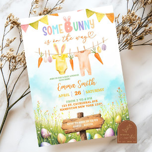 Pastel Easter Bunny Baby Shower Invitation