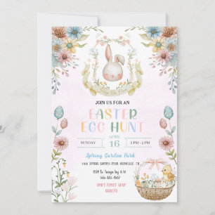 Pastel Easter Bunny Easter Egg Hunt Invitation