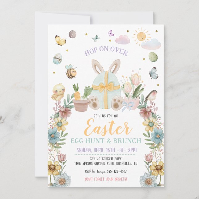 Pastel Easter Bunny Egg Hunt Invitation (Front)