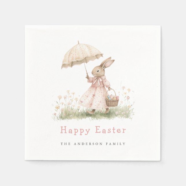 Pastel Easter Bunny Napkin (Front)