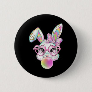 Pastel Easter Bunny Rabbit Sungles Bubble Gum Pink 6 Cm Round Badge