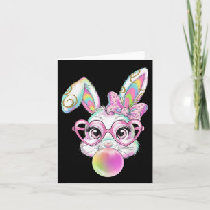 Pastel Easter Bunny Rabbit Sungles Bubble Gum Pink Card
