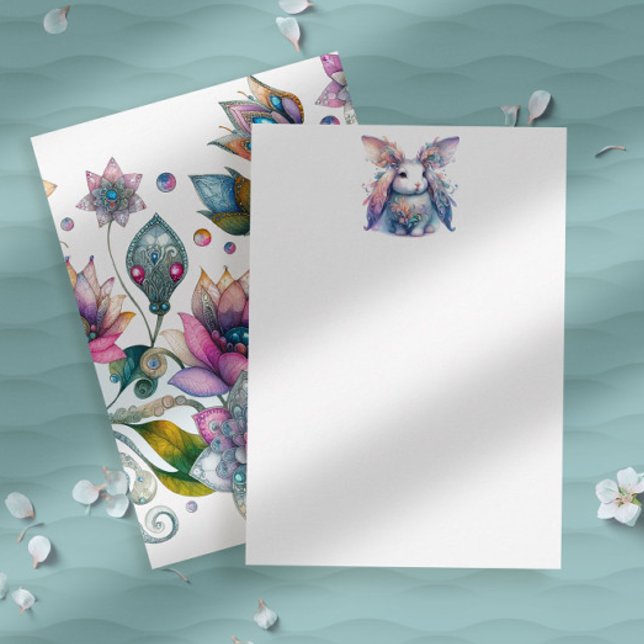 Pastel Easter Bunny Stationery Note Card (Easter bunny notecard pastel watercolor art unique to Do Tell A Belle)