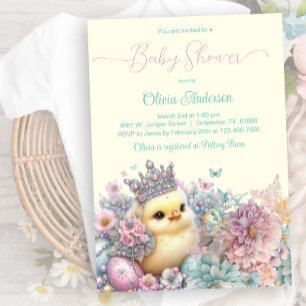 Pastel Easter Chick Baby Shower Invitation
