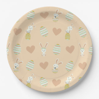 Pastel Easter Delight: Bunny & Egg Pattern Paper Plate
