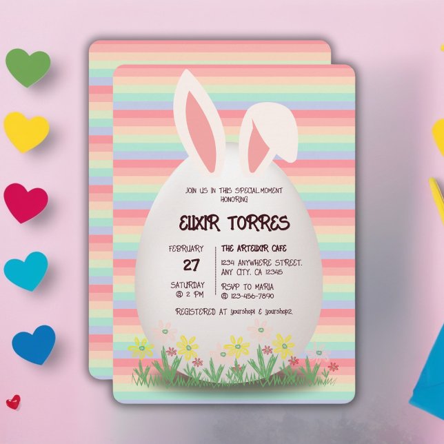 Pastel Easter Egg Bunny Baby Shower Invitation (Creator Uploaded)