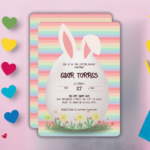 Pastel Easter Egg Bunny Baby Shower Invitation