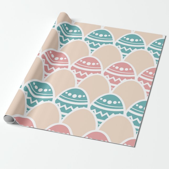 Pastel Easter Egg Pattern Wrapping Paper (Unrolled)