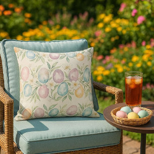 Pastel  Easter Eggs and Greenery  Cushion
