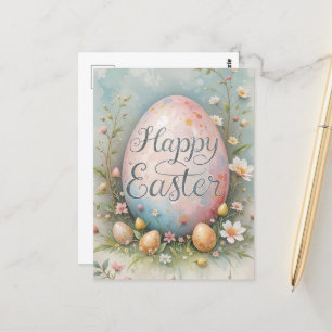 Pastel Easter Eggs Blessings Postcard