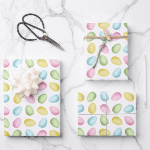 Pastel Easter Eggs Colorful Watercolor Pattern Wrapping Paper Sheet
