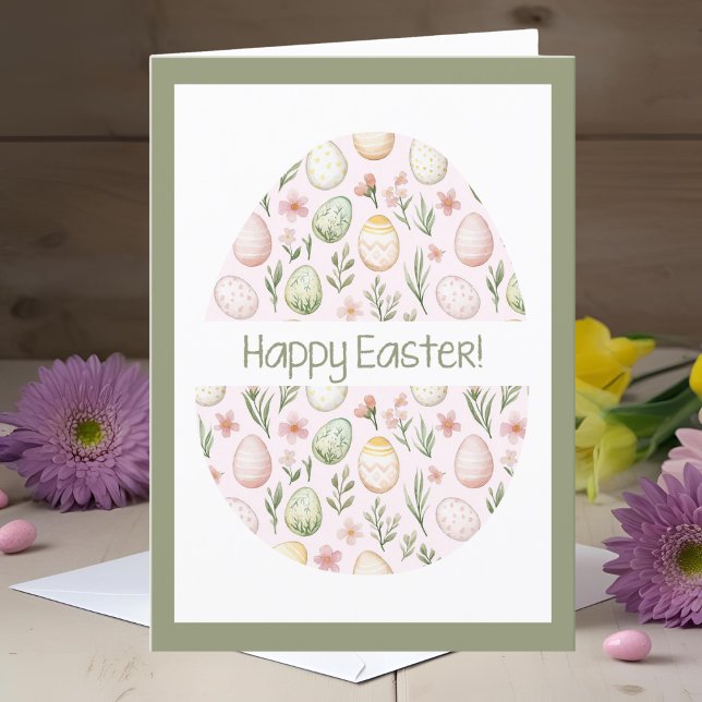 Pastel Easter Eggs Custom Happy Easter Holiday Card (Creator Uploaded)